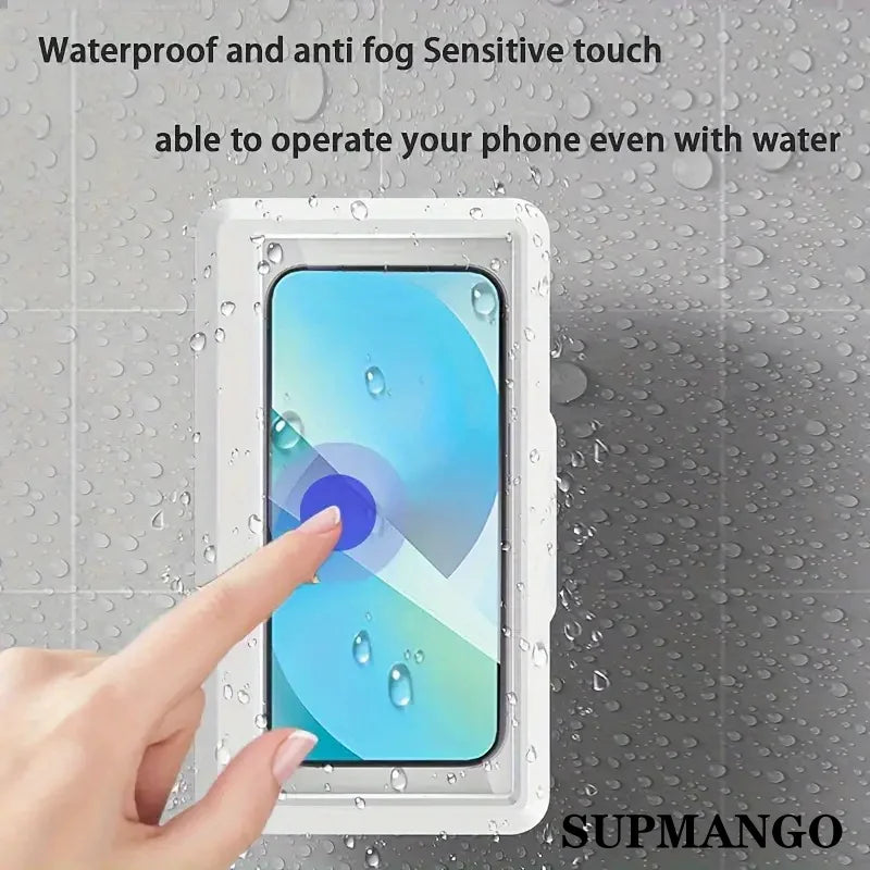 Waterproof Bathroom Phone Holder – Wall-Mounted Touchscreen Case for Shower & Bath