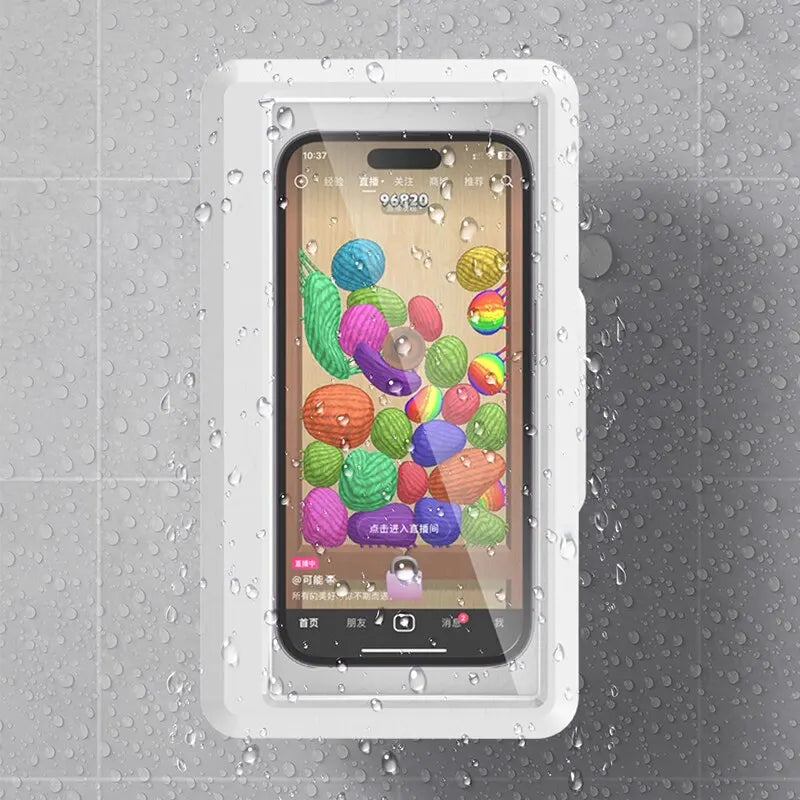 Waterproof Bathroom Phone Holder – Wall-Mounted Touchscreen Case for Shower & Bath