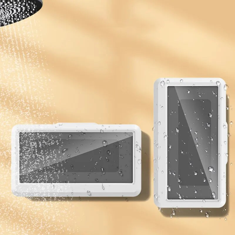 Waterproof Bathroom Phone Holder – Wall-Mounted Touchscreen Case for Shower & Bath