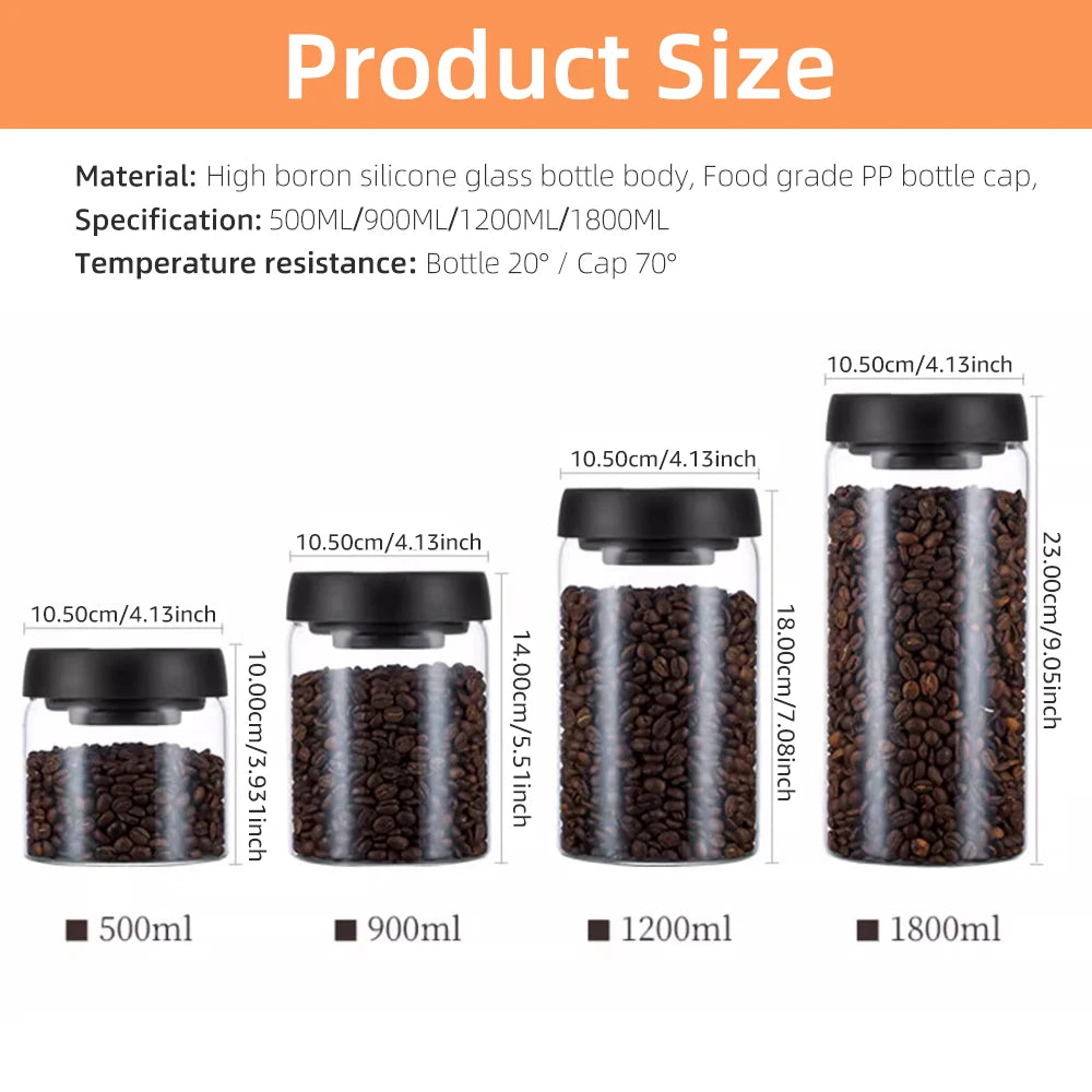 Vacuum-Sealed Glass Jar – Keeps Coffee, Tea & Grains Fresh!
