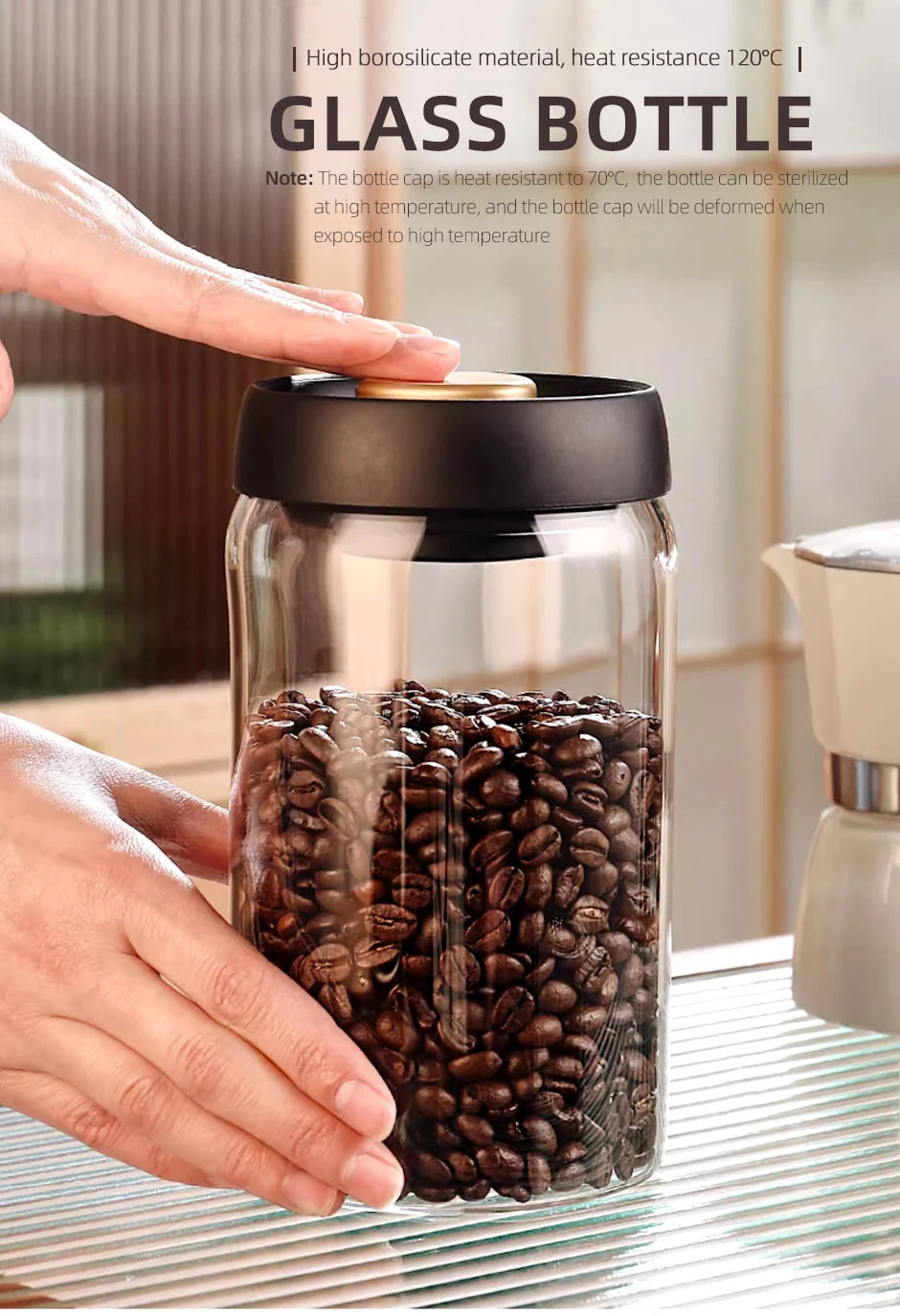 Vacuum-Sealed Glass Jar – Keeps Coffee, Tea & Grains Fresh!