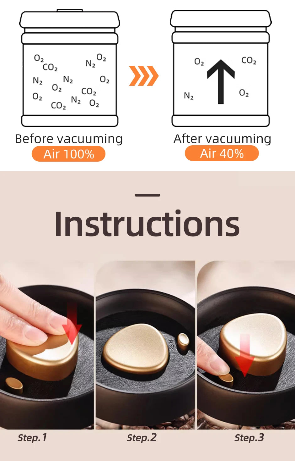 Vacuum-Sealed Glass Jar – Keeps Coffee, Tea & Grains Fresh!