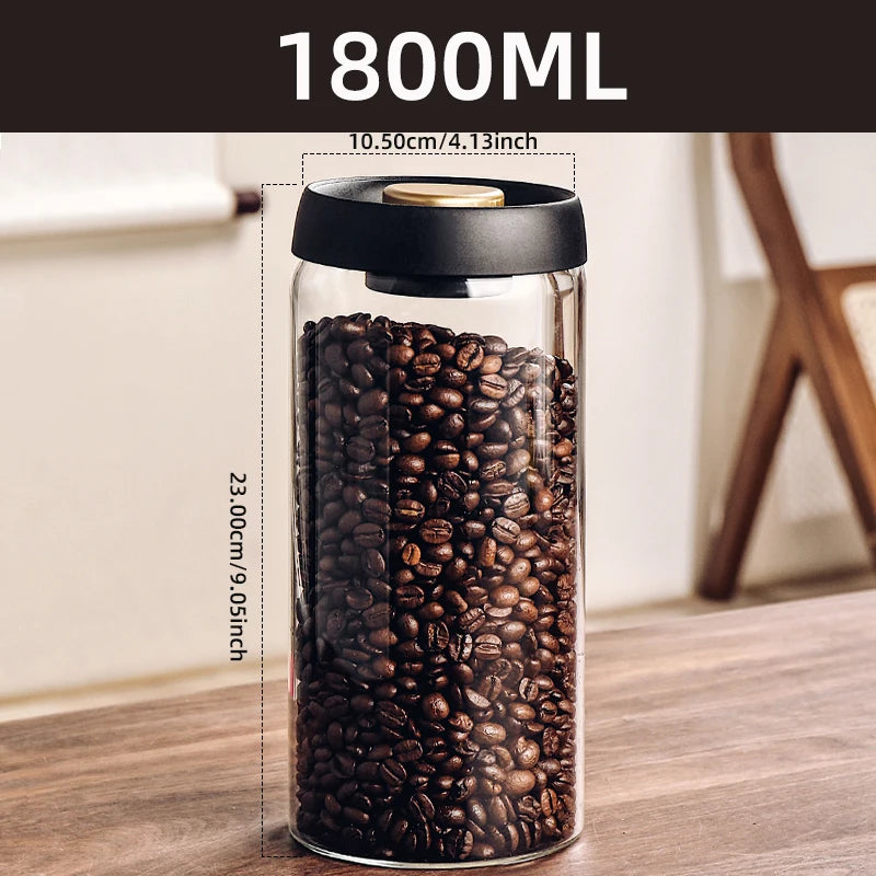 Vacuum-Sealed Glass Jar – Keeps Coffee, Tea & Grains Fresh!