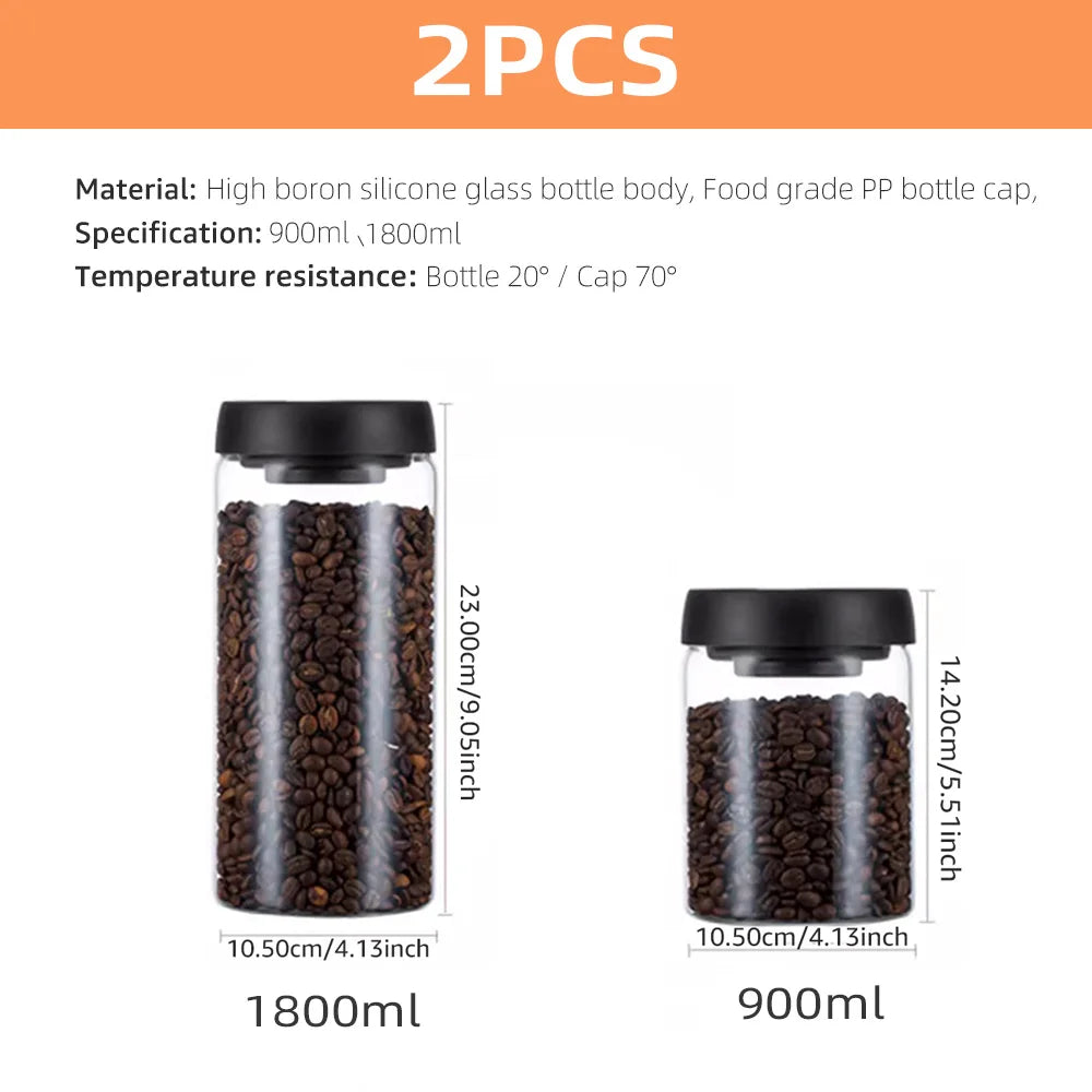 Vacuum-Sealed Glass Jar – Keeps Coffee, Tea & Grains Fresh!