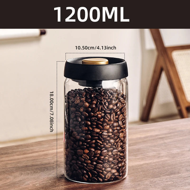 Vacuum-Sealed Glass Jar – Keeps Coffee, Tea & Grains Fresh!