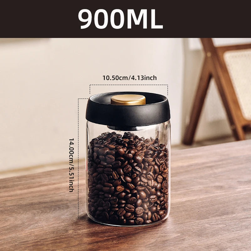 Vacuum-Sealed Glass Jar – Keeps Coffee, Tea & Grains Fresh!