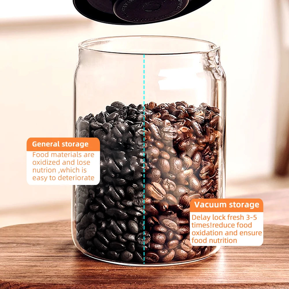 Vacuum-Sealed Glass Jar – Keeps Coffee, Tea & Grains Fresh!