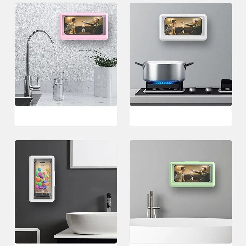 Waterproof Bathroom Phone Holder – Wall-Mounted Touchscreen Case for Shower & Bath