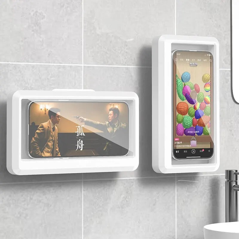 Waterproof Bathroom Phone Holder – Wall-Mounted Touchscreen Case for Shower & Bath