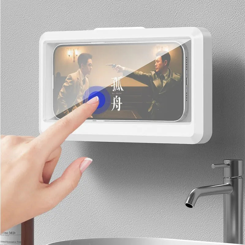 Waterproof Bathroom Phone Holder – Wall-Mounted Touchscreen Case for Shower & Bath