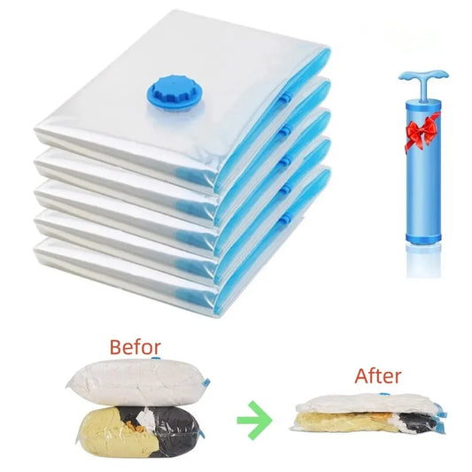 Transparent Vacuum Storage Bag – Space-Saving Clothes Organizer for Home & Travel