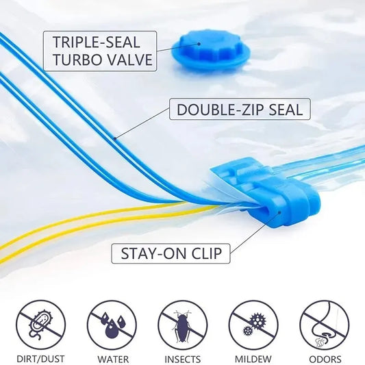Transparent Vacuum Storage Bag – Space-Saving Clothes Organizer for Home & Travel