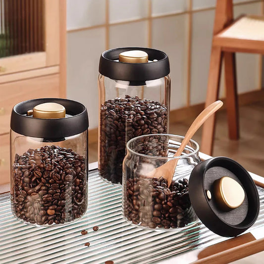 Vacuum-Sealed Glass Jar – Keeps Coffee, Tea & Grains Fresh!